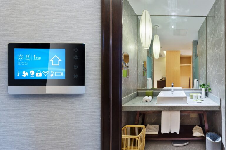 smart screen with smart home and modern bathroom